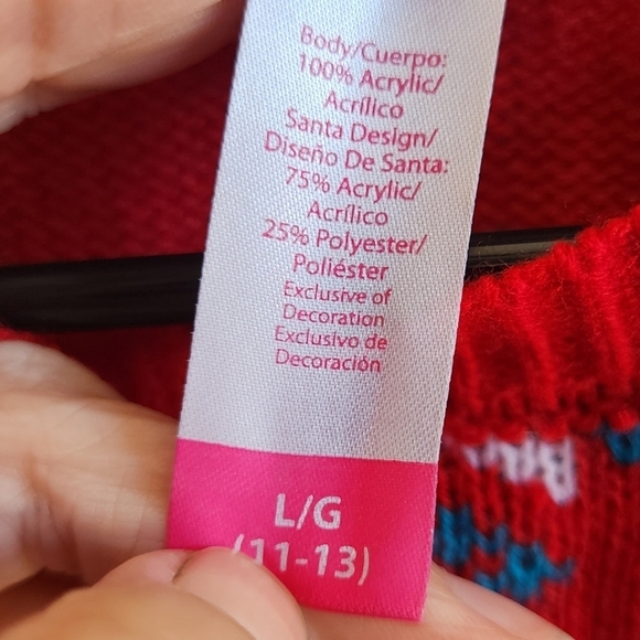 NWT No Boundaries Ho Ho Ho Santa Ugly Christmas Sweater Junior's Large 11-13 New - Picture 8 of 9